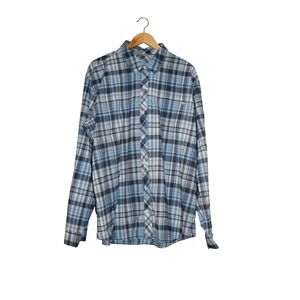 SIMMS‎ Long Sleeve Plaid Button Up Shirt Men's XXL Blue Gray White